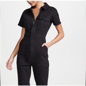 Good American Black Denim Utility Jump Suit Sz 4 NWT